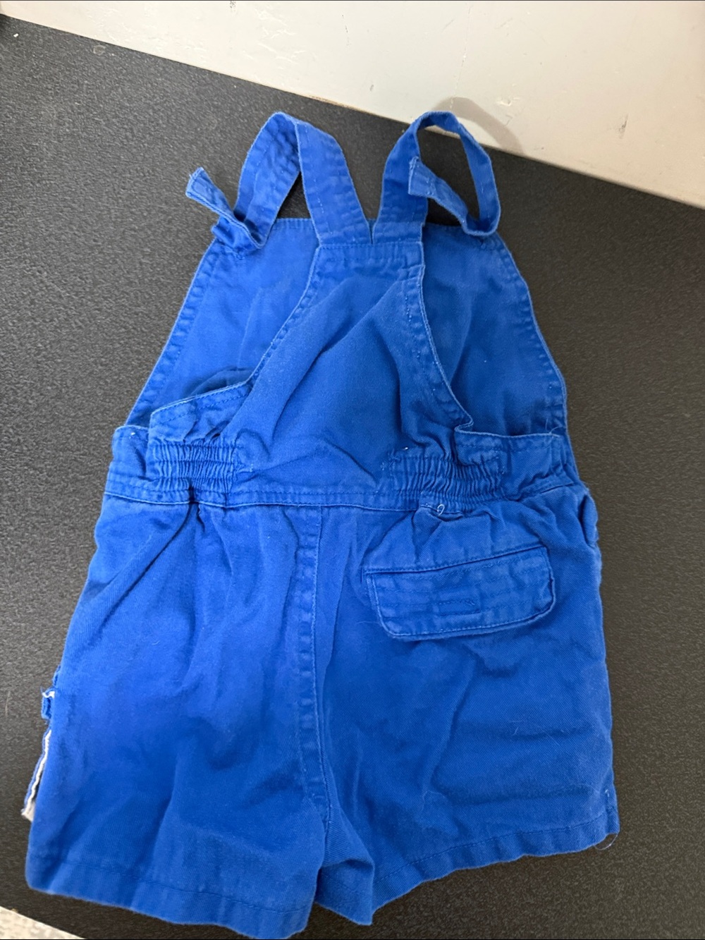 Bright Blue Kids Short Overalls with Zip Pocket 90’s - Picture 4 of 4